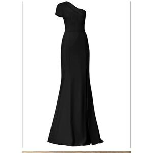Amsale Nadia Women’s Black One Shoulder High Low Maxi Dress Size 12
